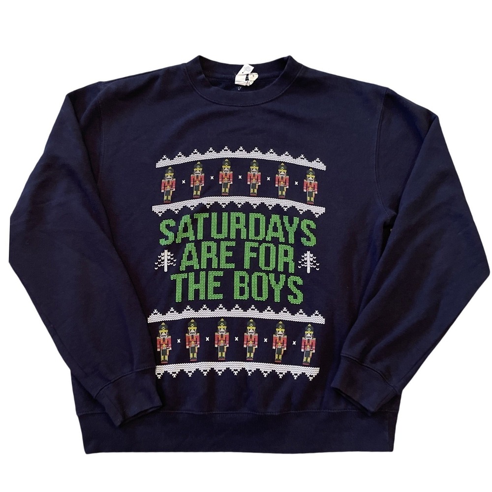 Barstool‎ Small Saturdays Are For The Boys Christmas Pullover Sweater Nutcracker